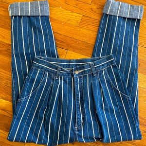 High waist pinstripe jeans